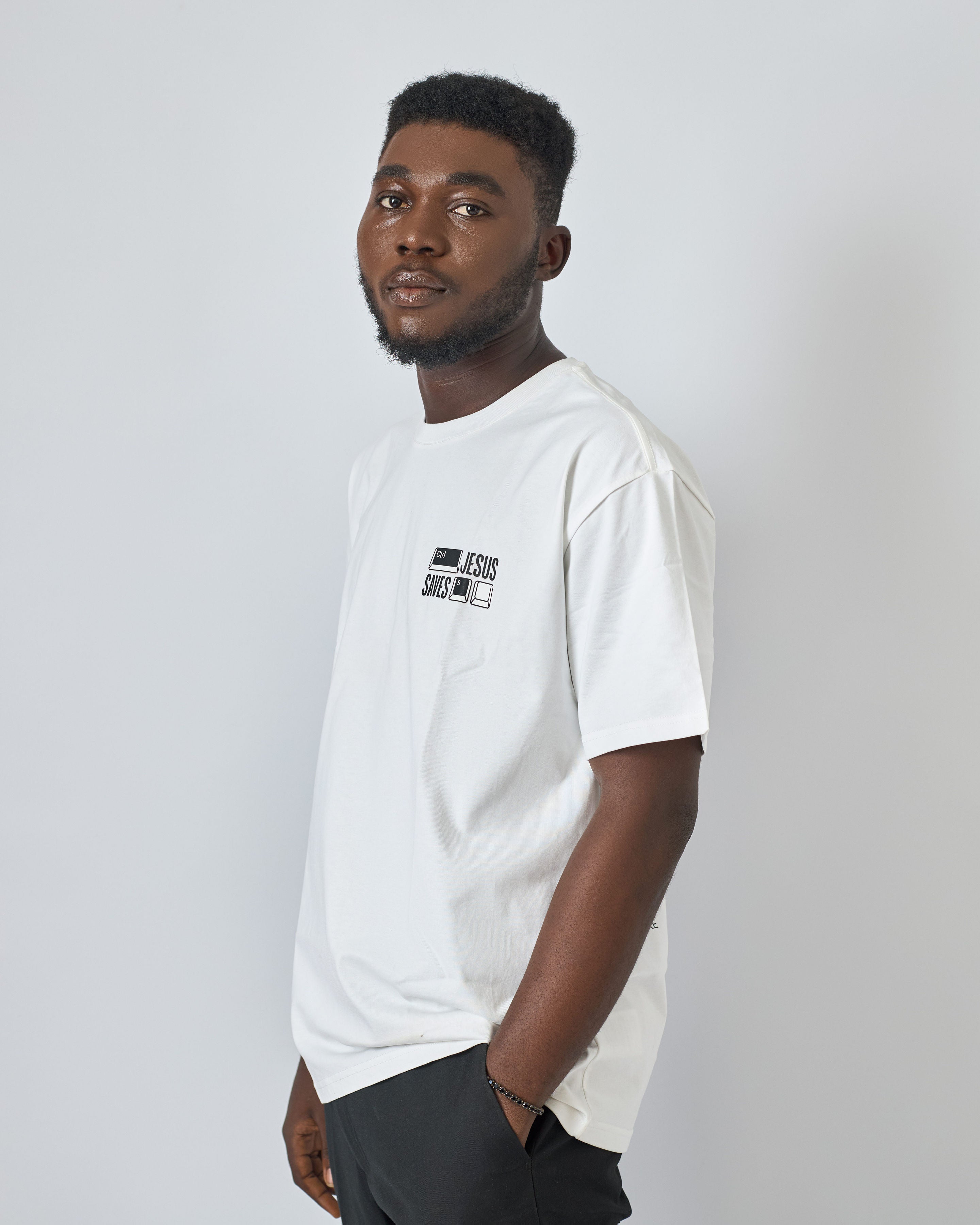 Jesus Saves Tee - Ctrl S Monochrome
