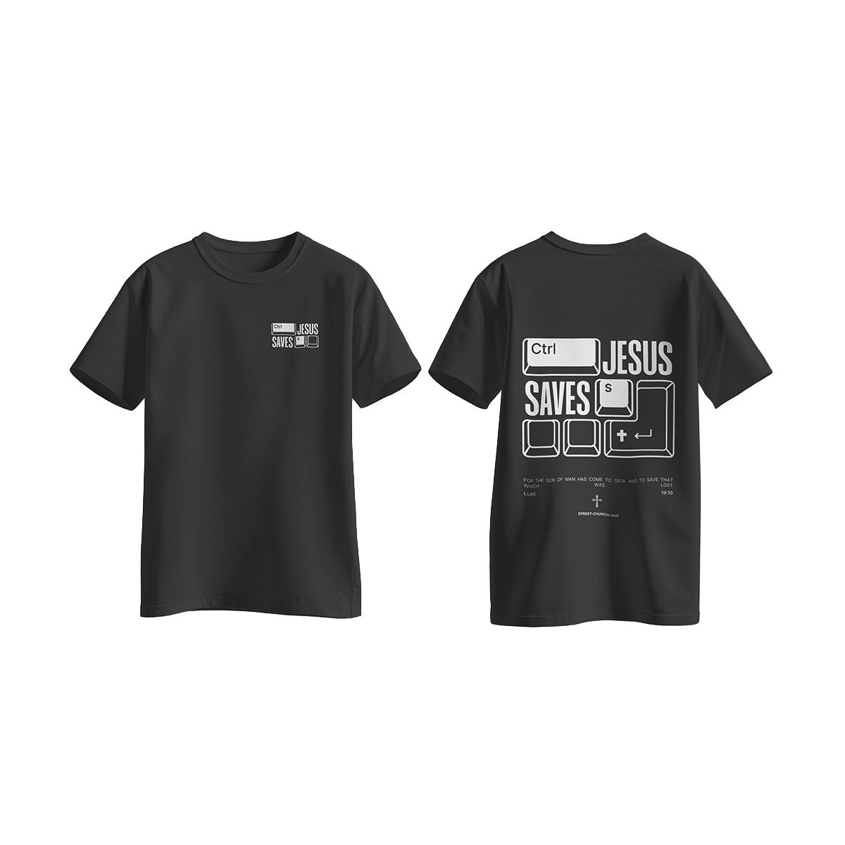 Jesus Saves Tee - Ctrl S Monochrome