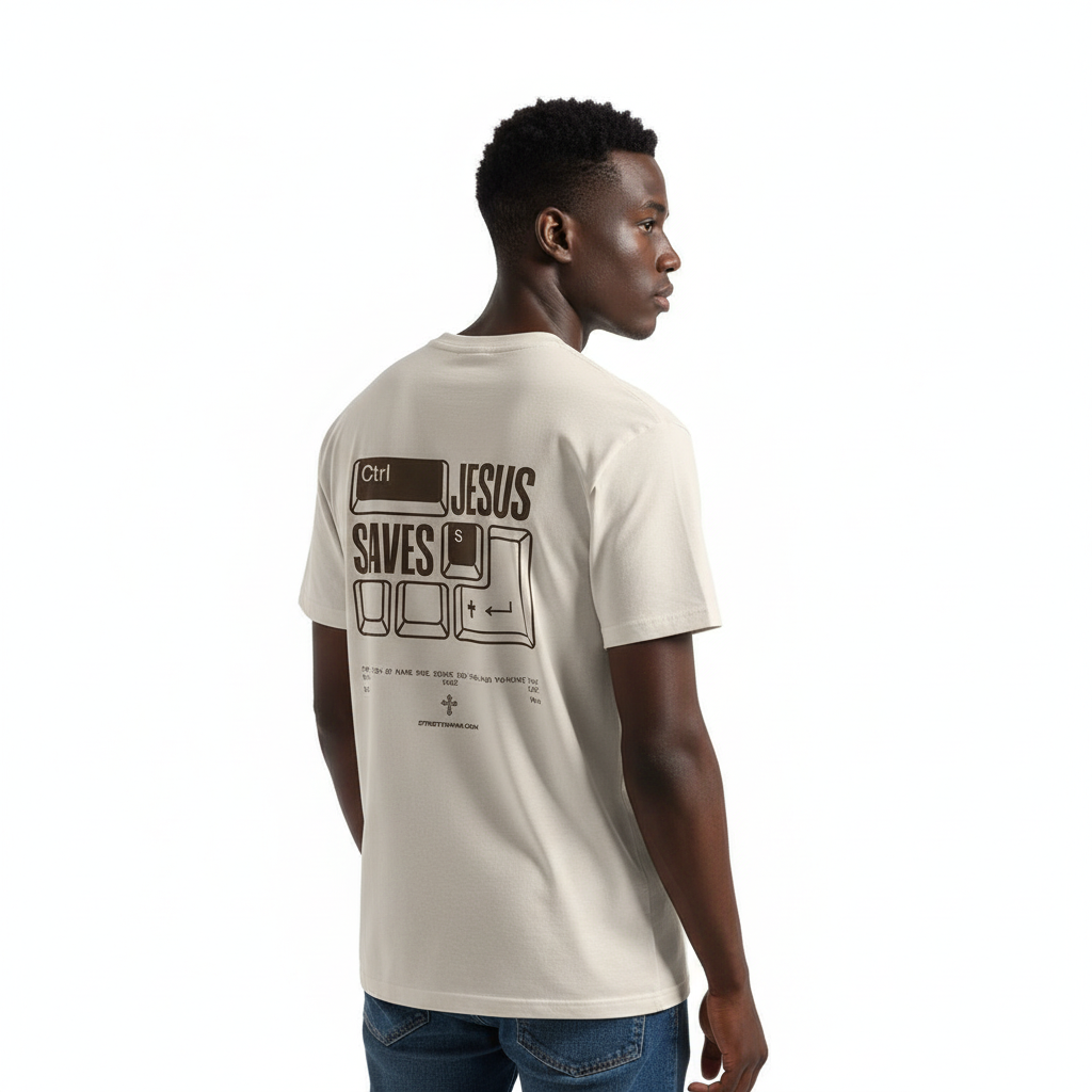 Jesus Saves Tee - Ctrl S Monochrome