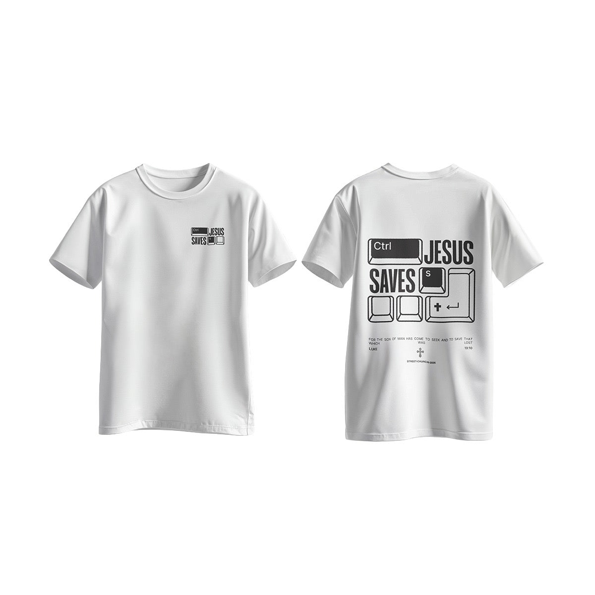 Jesus Saves Tee - Ctrl S Monochrome